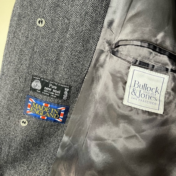 Bullock & Jones Wool Coat Suede Collar Made in Britain - Picture 10 of 11